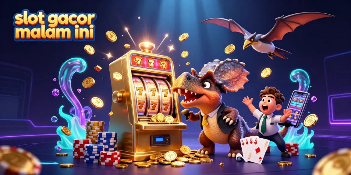 Experience jackpot excitement with slot gacor malam ini as dinosaurs play and win with gold coins.