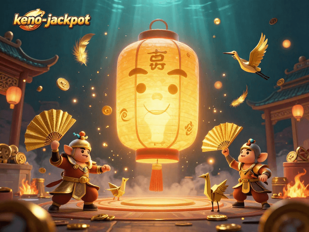 Experience the thrill of keno-jackpot with a vibrant 3D illustration depicting mystical gaming elements.