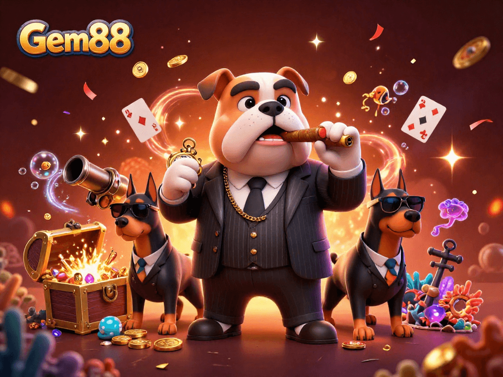 Experience winning moments at Gem88 with our vivid casino-themed illustration.