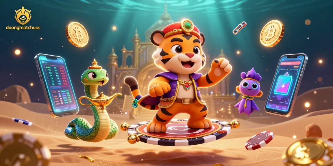 Experience duongmatchuoc with a vibrant 3D illustration capturing the excitement of online gambling.