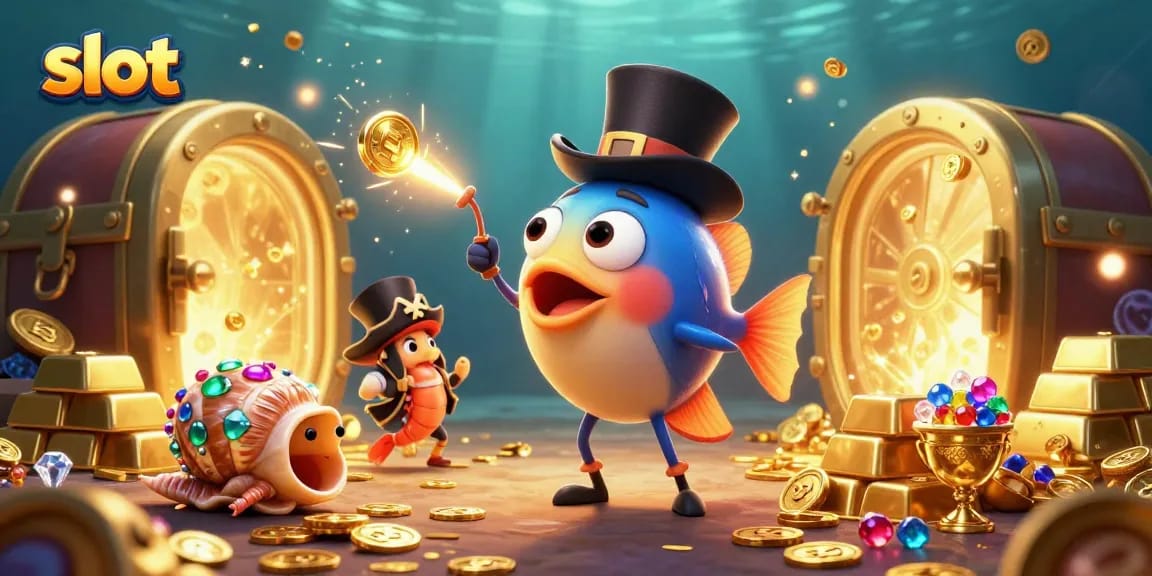 Spin the slot and uncover treasures with vibrant characters and a dynamic atmosphere in this 3D illustration.
