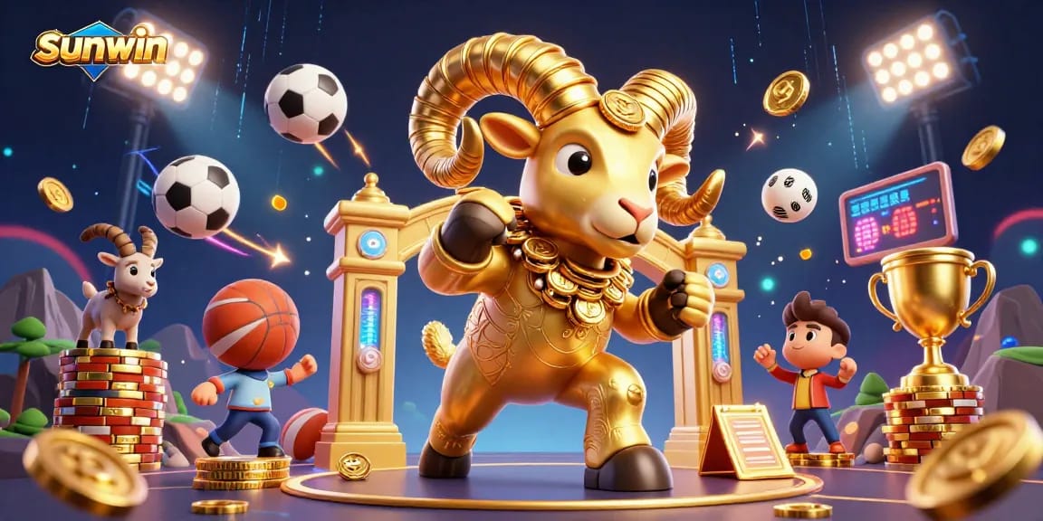 Experience sunwin's vibrant gambling scene with a golden ram charging into action!