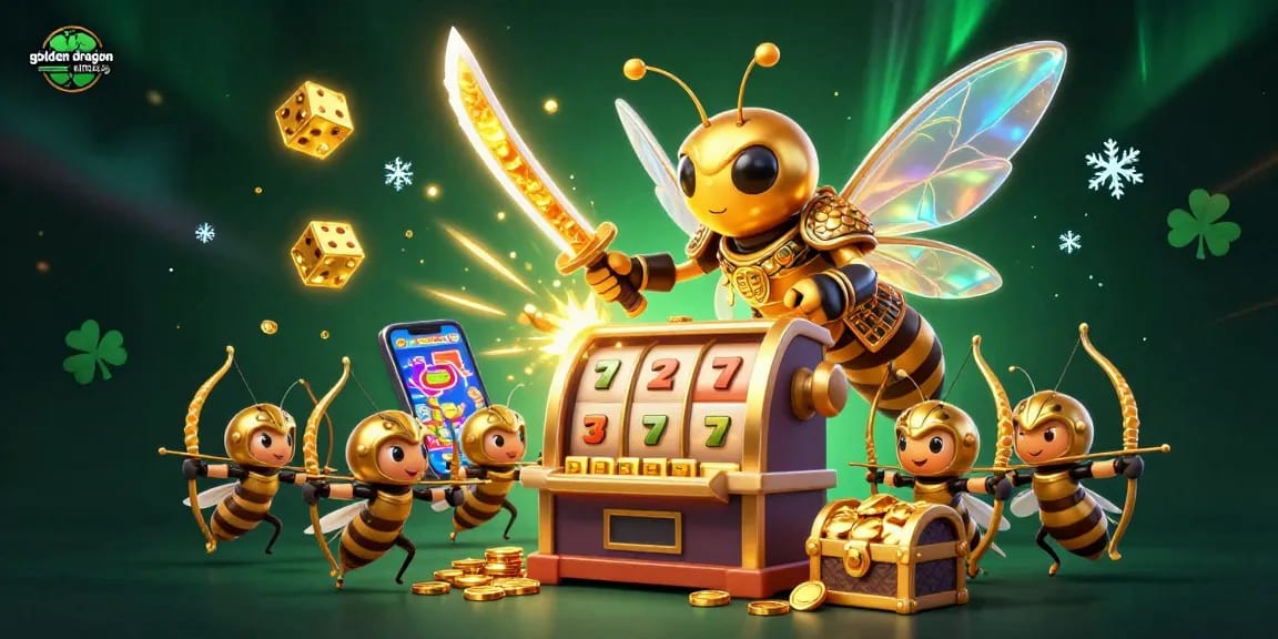 Spin and win with golden dragon online as the vibrant slot machine bursts with coins and exciting symbols.