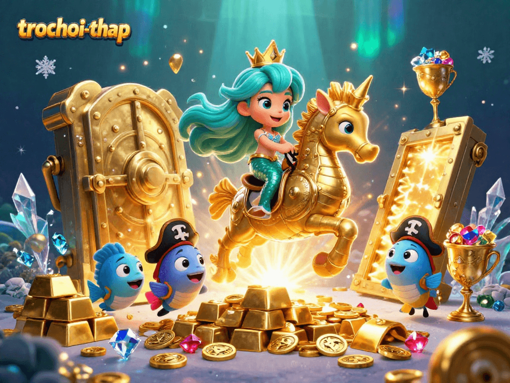Engage in trochoi-thap while swimming with a mermaid princess and treasure adventures.
