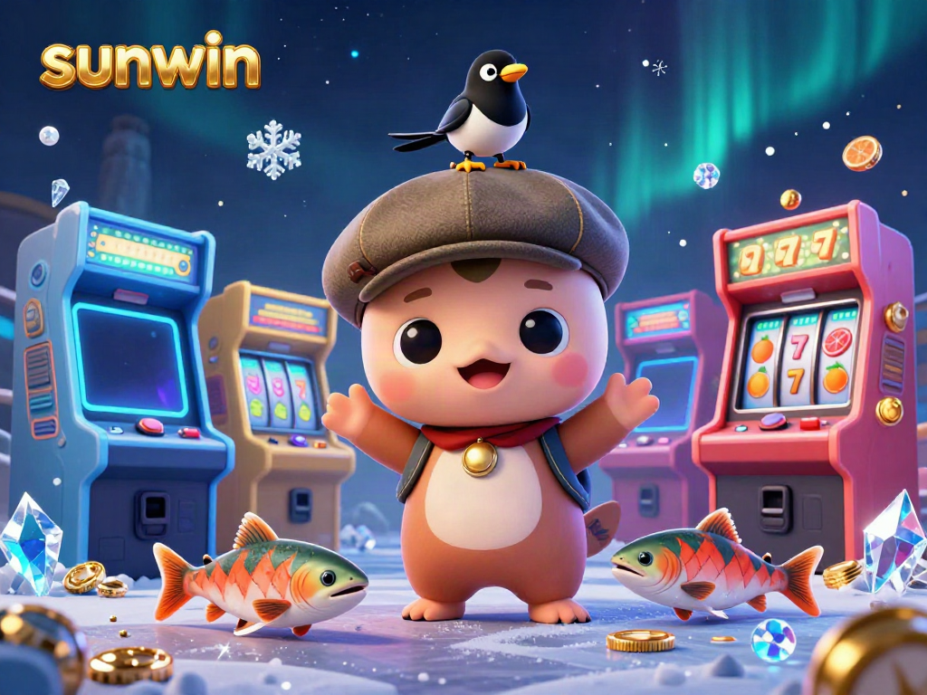 Engage with exciting slot games at sunwin featuring cartoon characters, vibrant visuals, and gaming elements.