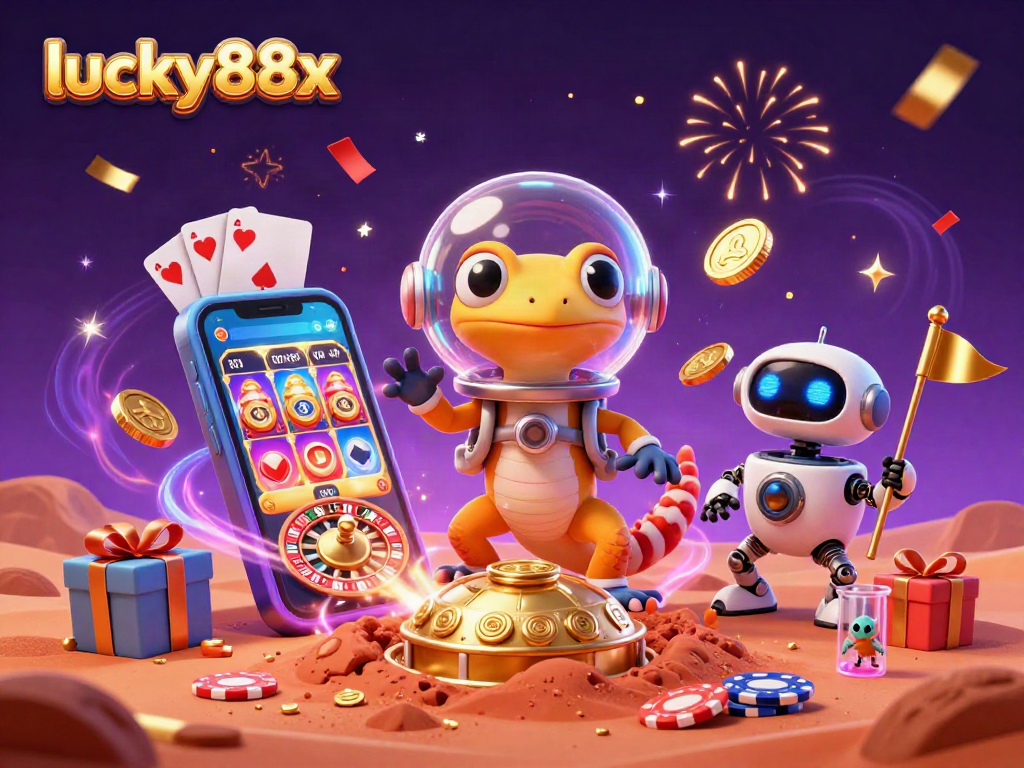 Discover lucky88x through a vibrant 3D casino scene animated with lots of gambling details and celebrations.