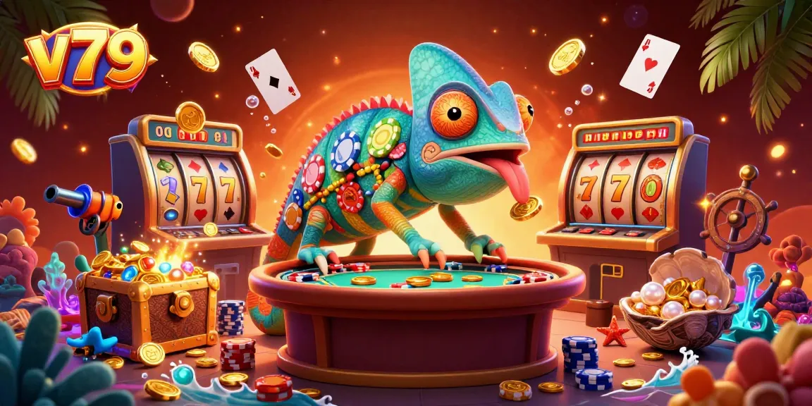 Experience thrilling gameplay at v79 with a vibrant illustration of its colorful casino universe.