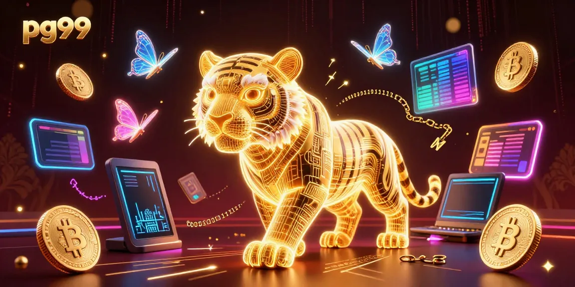 Experience the excitement of pg99 with a golden tiger in a vibrant digital casino.