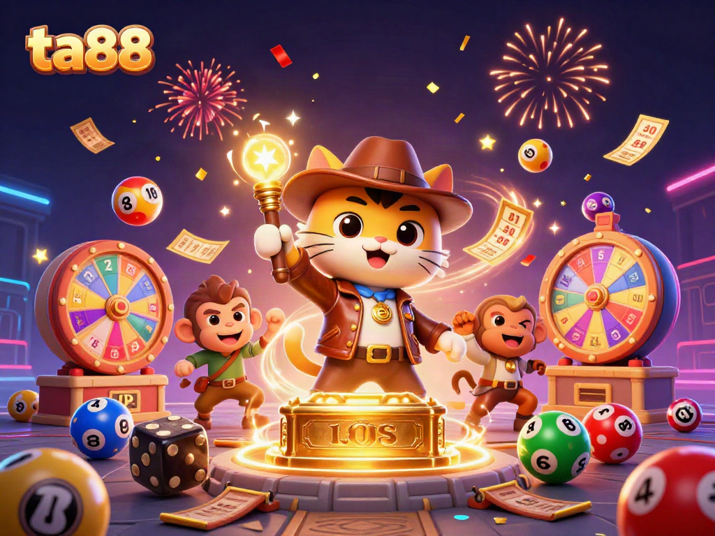 Experience the excitement of ta88 with a dynamic 3D scene featuring interactive casino elements and characters.