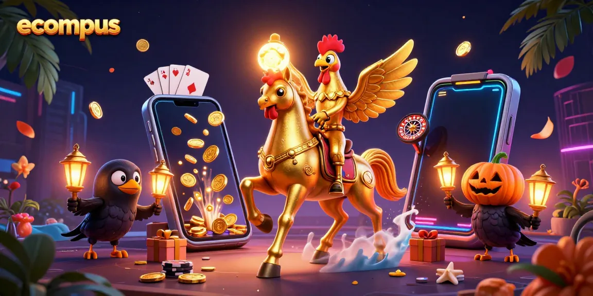 Win exciting slots and jackpots with ecompus at this vibrant midnight casino scene.