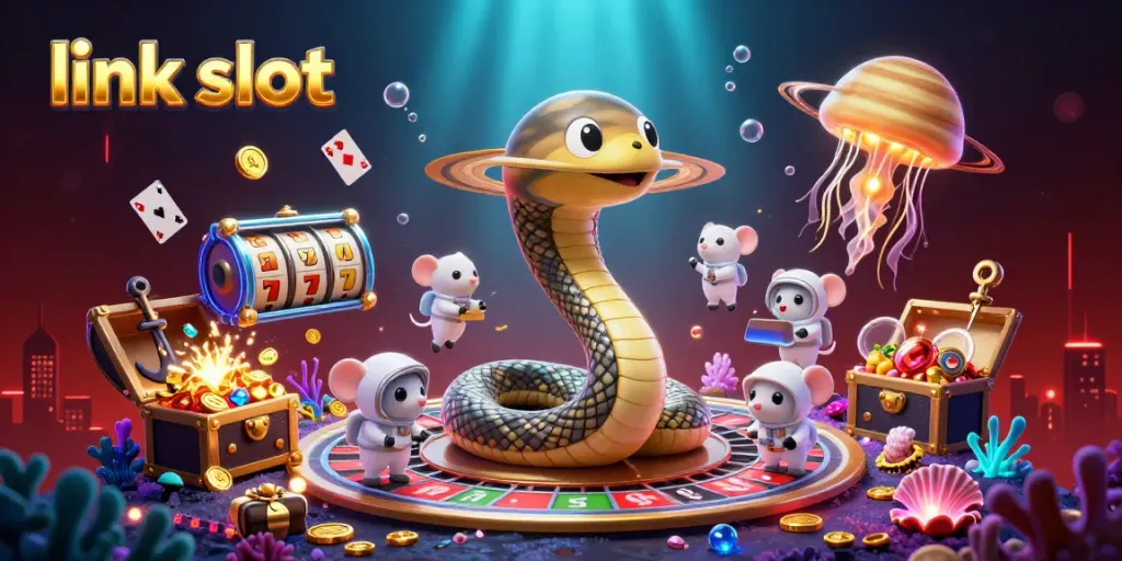 Experience the thrill of link slot action with astronauts betting on a cosmic roulette wheel.
