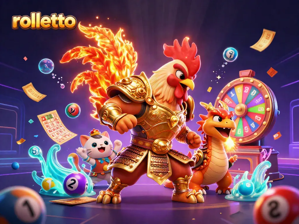 Experience rolletto's energy in a powerful 3D casino scene featuring dynamic characters and vibrant gaming elements.