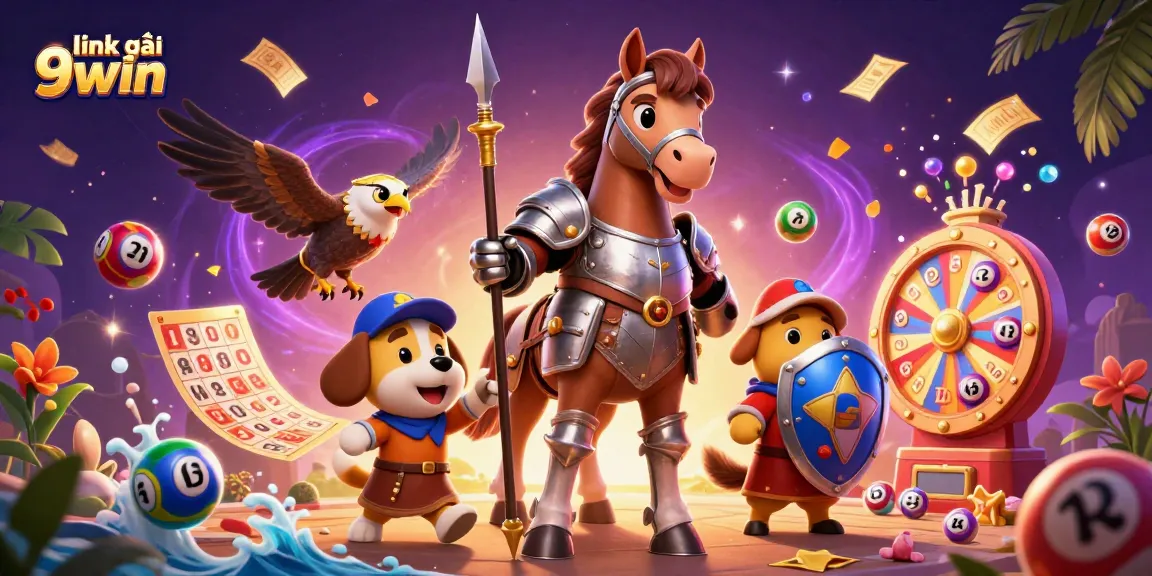 Engage in thrilling chances with link vào 9win, featuring a powerful knight and vibrant lottery elements.