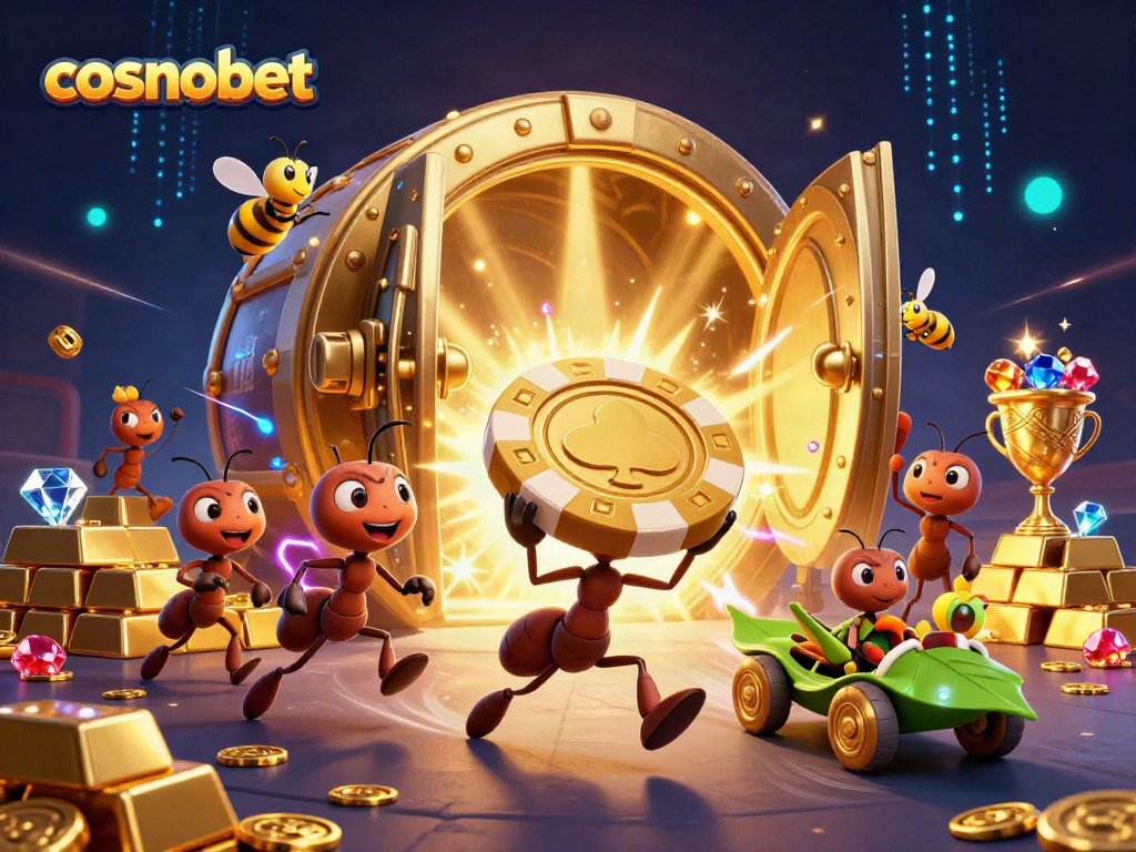 Experience the thrill of cosmobet with lively 3D ants and casino treasures in a dynamic heist.