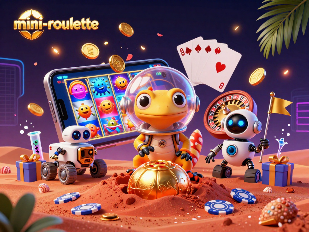 Play mini-roulette with vibrant 3D graphics showcasing an alien-themed casino adventure.