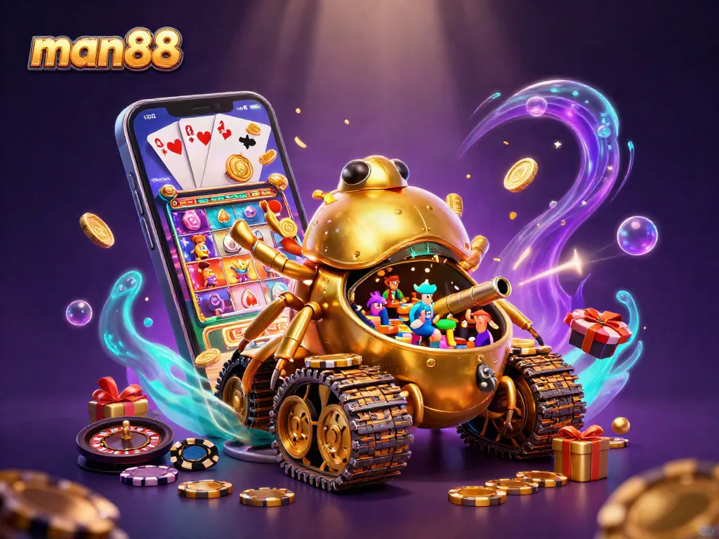 Engage with man88's thrilling casino environment inside a golden beetle tank, packed with games.