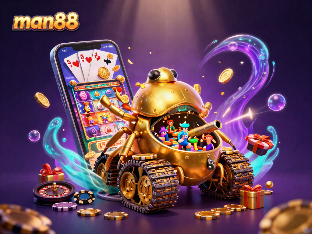 Engage with man88's thrilling casino environment inside a golden beetle tank, packed with games.
