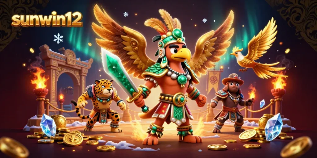 Experience thrilling gameplay with sunwin12 as Aztec warriors battle in an exciting gaming arena.
