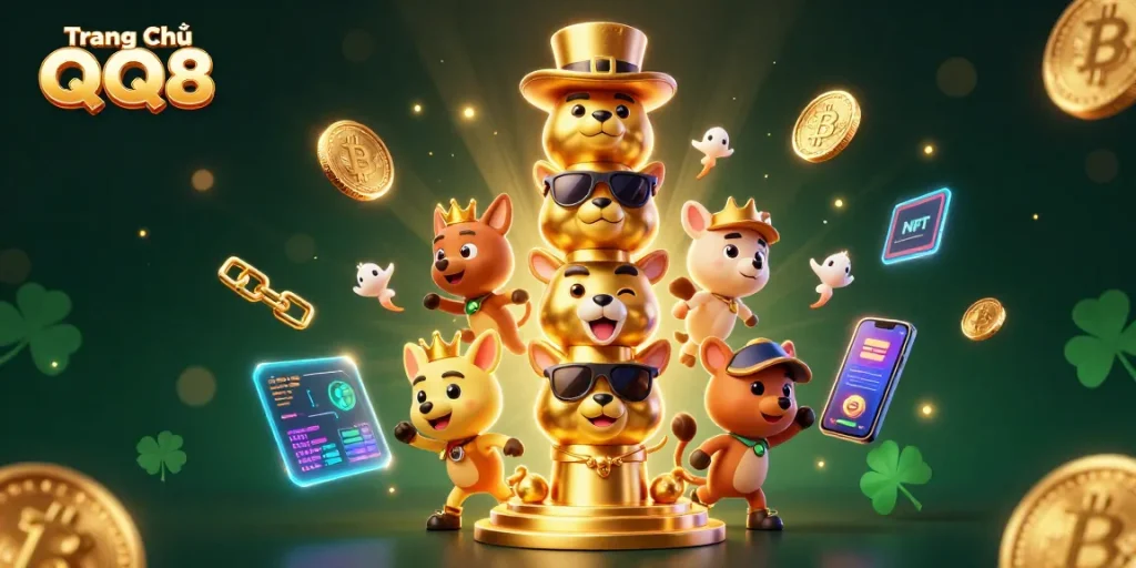 Engage with the vibrant world of Trang Chủ QQ8, where lively spirit wisps dance around golden totems and cryptocurrency rewards await!
