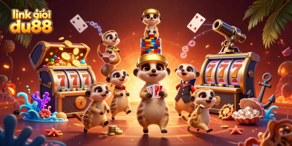Engage in exciting gameplay with link vào du88 at a cartoon casino run by meerkats.